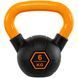 Гиря тренувальна цільна гумова з пофарбованою ручкою LiveUp Urethane competition kettlebell UAZE5336-6 вага 6кг чорний-помаранчевий UAZE5336-6 фото 1