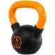Гиря тренувальна цільна гумова з пофарбованою ручкою LiveUp Urethane competition kettlebell UAZE5336-6 вага 6кг чорний-помаранчевий UAZE5336-6 фото 2