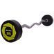 Штанга неразборная с фиксированным весом изогнутая полиуретановая Zelart Urethane Barbell TA-2690-35 длина-110см 35кг черный-салатовый TA-2690-35 фото 1