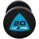 Гантелі цільні професійні з поліуретановим покриттям LiveUp LP8002-20 2шт по 20кг чорний-синій LP8002-20 фото 3