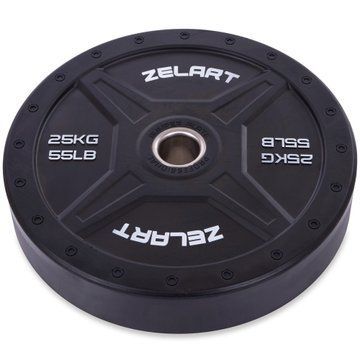 Бамперні диски гумові Bumper Plates Zelart TA-2258-25 50,4мм 25кг чорний TA-2258-25 фото