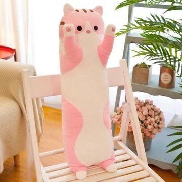 Мягкая плюшевая игрушка Длинный Кот Батон котейка-подушка 50 см. Цвет: розовый ws71863-2 фото
