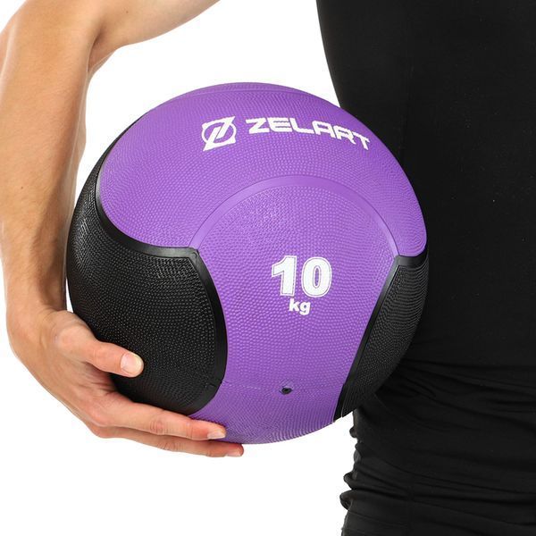Медбол м'яч медичний Medicine Ball Zelart FI-5121-10 10кг фіолетовий-чорний FI-5121-10 фото