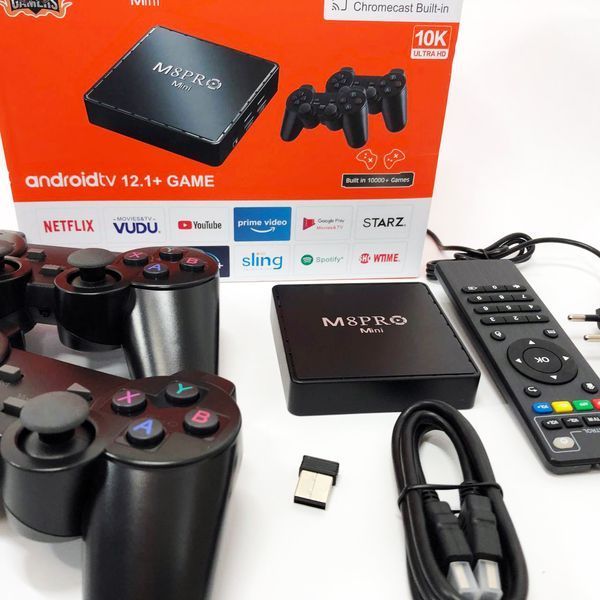 Игровая тв приставка AndroidTV+Game Box M8PRO Mini + 2 джойстика, Игровая приставка с подключением к ТВ ws88323 фото
