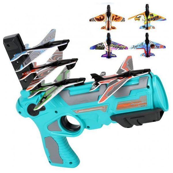Детский игрушечный пистолет с самолетиками Air Battle катапульта с летающими самолетами (AB-1). Цвет: синий ws23412-1 фото