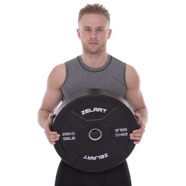 Бамперные диски резиновые Bumper Plates Zelart TA-2258-25 50,4мм 25кг черный TA-2258-25 фото