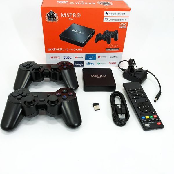 Игровая тв приставка AndroidTV+Game Box M8PRO Mini + 2 джойстика, Игровая приставка с подключением к ТВ ws88323 фото