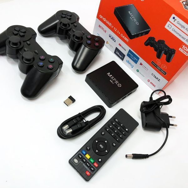 Игровая тв приставка AndroidTV+Game Box M8PRO Mini + 2 джойстика, Игровая приставка с подключением к ТВ ws88323 фото