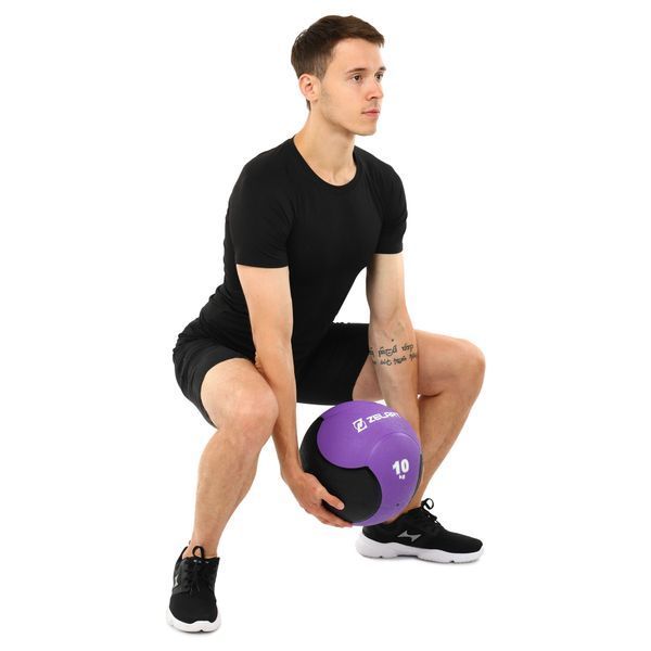 Медбол м'яч медичний Medicine Ball Zelart FI-5121-10 10кг фіолетовий-чорний FI-5121-10 фото