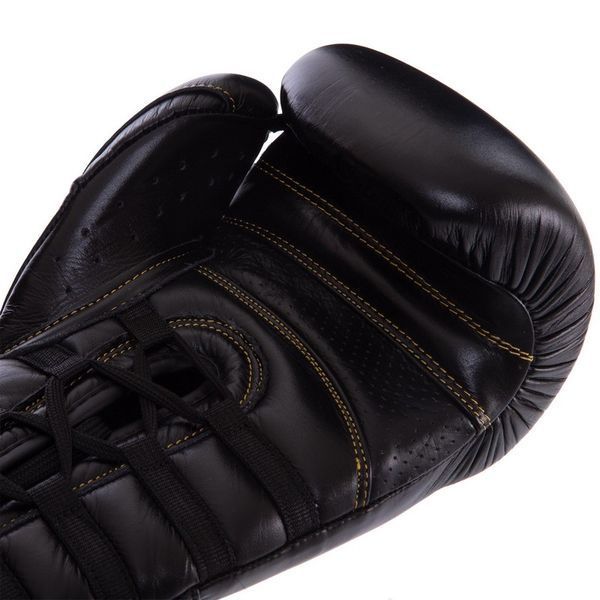 Перчатки боксерские на шнуровке кожаные UFC PRO Prem Lace Up UHK-75045 14унций черный UHK-75045 фото