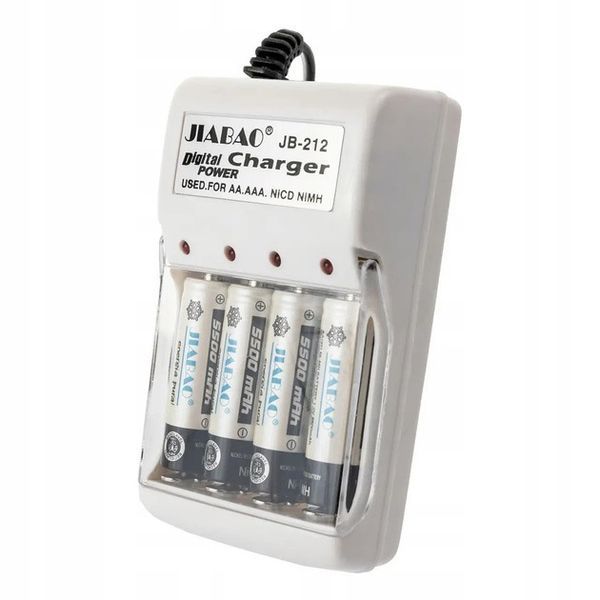 Зарядное устройство для аккумуляторов АА и ААА, Jiabao JB-212 + 4 аккумулятора ААА ws68373 фото