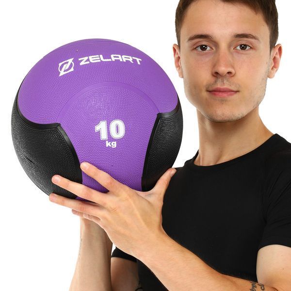 Медбол м'яч медичний Medicine Ball Zelart FI-5121-10 10кг фіолетовий-чорний FI-5121-10 фото