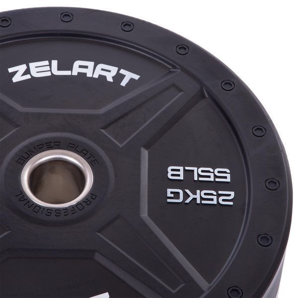 Бамперные диски резиновые Bumper Plates Zelart TA-2258-25 50,4мм 25кг черный TA-2258-25 фото