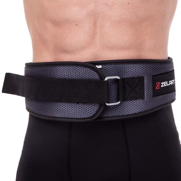 Пояс атлетический текстильный Zelart SB-165411 спинка-17см размер-XS-XXL серый SB-165411 фото