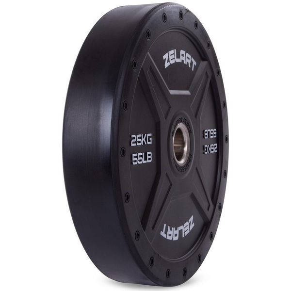 Бамперные диски резиновые Bumper Plates Zelart TA-2258-25 50,4мм 25кг черный TA-2258-25 фото