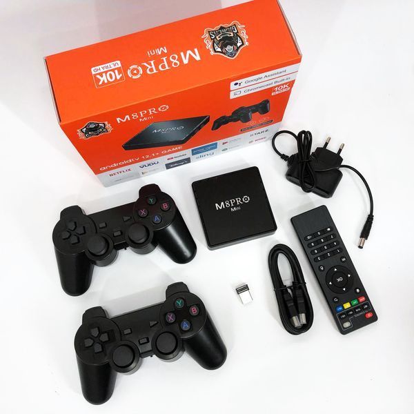 Игровая тв приставка AndroidTV+Game Box M8PRO Mini + 2 джойстика, Игровая приставка с подключением к ТВ ws88323 фото