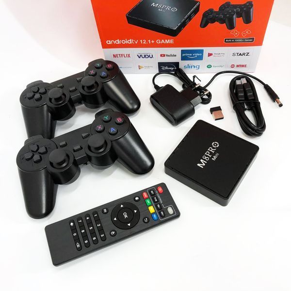 Игровая тв приставка AndroidTV+Game Box M8PRO Mini + 2 джойстика, Игровая приставка с подключением к ТВ ws88323 фото