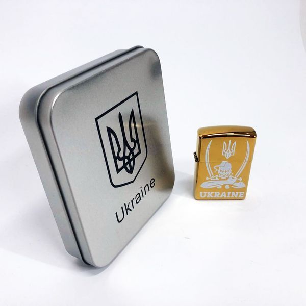 Дуговая электроимпульсная USB зажигалка Украина (металлическая коробка) HL-449. Цвет: золотой ws83294-3 фото