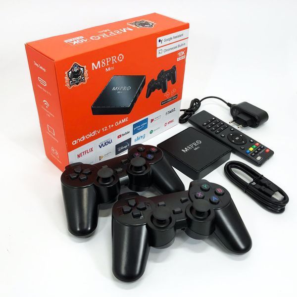 Игровая тв приставка AndroidTV+Game Box M8PRO Mini + 2 джойстика, Игровая приставка с подключением к ТВ ws88323 фото