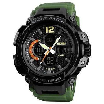 Часы наручные мужские SKMEI 1343AG ARMY GREEN, часы тактические противоударные. Цвет: зеленый ws15273 фото