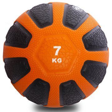 Медбол мяч медицинский Medicine Ball Zelart FI-0898-7 7кг черный-оранжевый FI-0898-7 фото