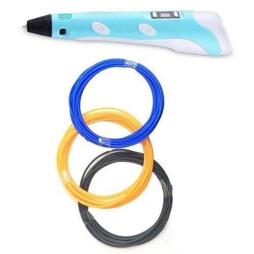 3D ручка Smart 3D Pen 2 c LCD дисплеем, Интересная ручка 3д для детей, Оригинальная. Цвет: голубой ws78385-1 фото