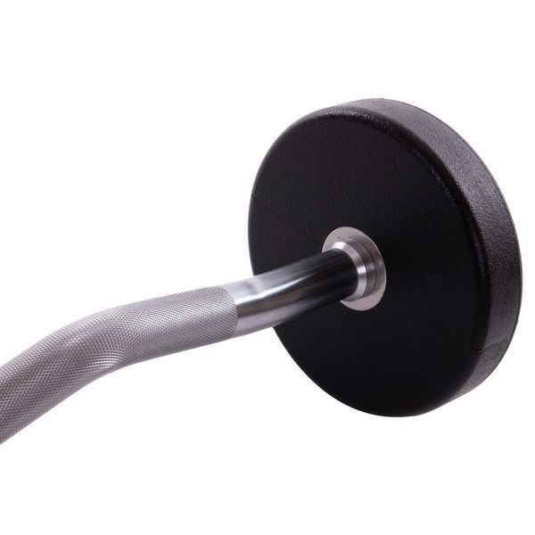 Штанга нерозбірна з фіксованою вагою вигнута поліуретанова Zelart Urethane Barbell TA-2690-20 довжина-104см 20кг чорний-салатовий TA-2690-20 фото