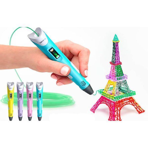 3D ручка Smart 3D Pen 2 c LCD дисплеем, Интересная ручка 3д для детей, Оригинальная. Цвет: голубой ws78385-1 фото