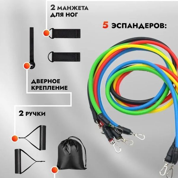 Еспандер гума для зарядок exercise pipe, еспандер гумовий джгут вправи, Фітнес гумки 5 в 1 ws79339 фото