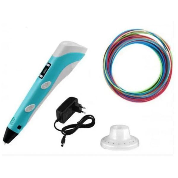 3D ручка Smart 3D Pen 2 c LCD дисплеем, Интересная ручка 3д для детей, Оригинальная. Цвет: голубой ws78385-1 фото