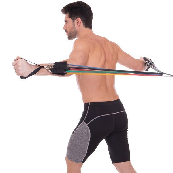 Эспандер многофункциональный для фитнеса 5 жгутов Resistance Band SP-Sport FI-801 в чехле разноцветный FI-801 фото