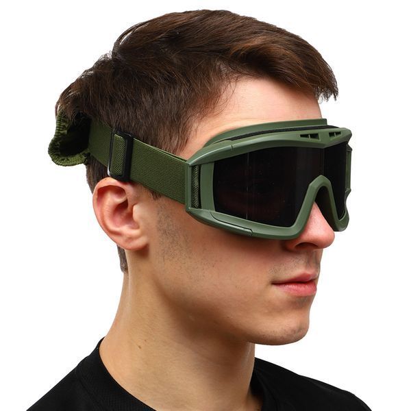 Очки защитные маска со сменными линзами и чехлом SPOSUNE JY-003-2 оливковый JY-003-2 фото