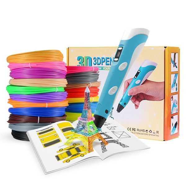 3D ручка Smart 3D Pen 2 c LCD дисплеем, Интересная ручка 3д для детей, Оригинальная. Цвет: голубой ws78385-1 фото