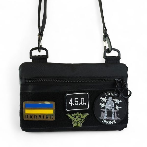 Молодіжна тактична сумка для патчів на плече з 4 кишенями black ws86258 фото