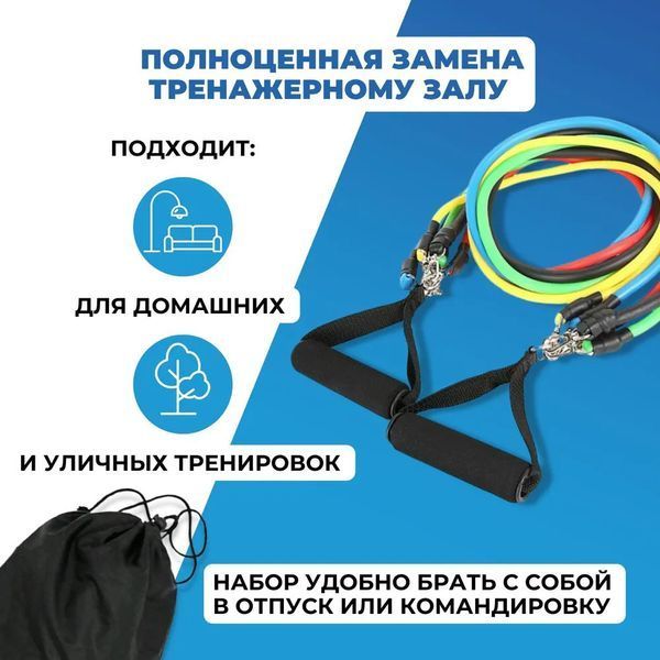 Еспандер гума для зарядок exercise pipe, еспандер гумовий джгут вправи, Фітнес гумки 5 в 1 ws79339 фото