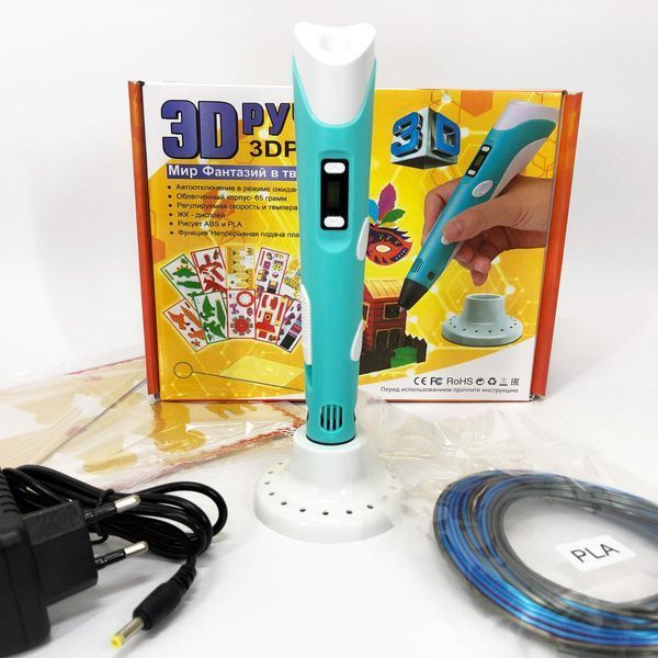 3D ручка Smart 3D Pen 2 c LCD дисплеем, Интересная ручка 3д для детей, Оригинальная. Цвет: голубой ws78385-1 фото