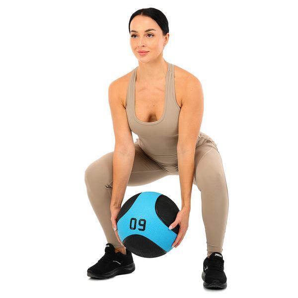 М'яч медичний медбол Medicine Ball LiveUp LP8112-9 9кг чорний-синій LP8112-9 фото