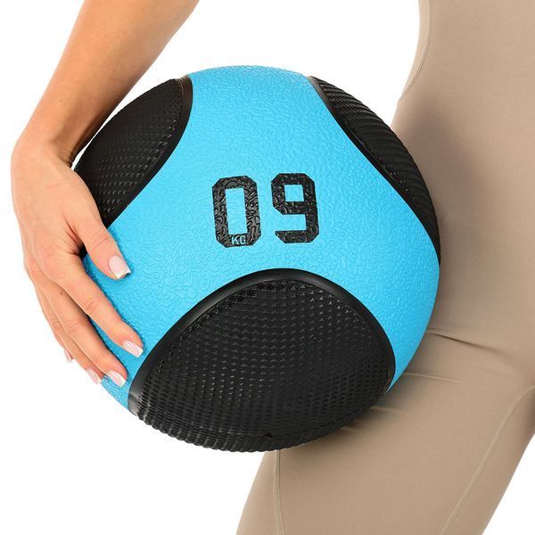 М'яч медичний медбол Medicine Ball LiveUp LP8112-9 9кг чорний-синій LP8112-9 фото