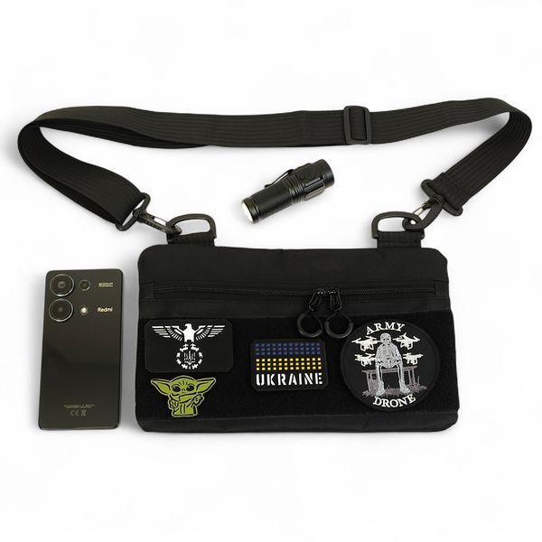 Молодіжна тактична сумка для патчів на плече з 4 кишенями black ws86258 фото