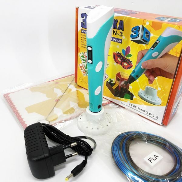 3D ручка Smart 3D Pen 2 c LCD дисплеем, Интересная ручка 3д для детей, Оригинальная. Цвет: голубой ws78385-1 фото