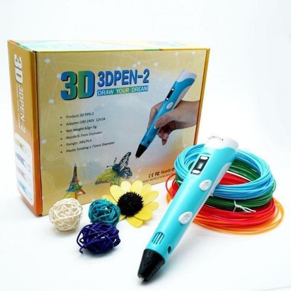 3D ручка Smart 3D Pen 2 c LCD дисплеем, Интересная ручка 3д для детей, Оригинальная. Цвет: голубой ws78385-1 фото