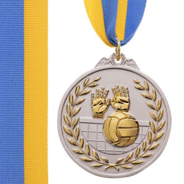 Медаль спортивна зі стрічкою двоколірна тематична SP-Sport Волейбол C-4850 o6,5см золото, срібло, бронза C-4850 фото