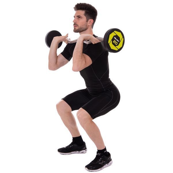Штанга нерозбірна з фіксованою вагою вигнута поліуретанова Zelart Urethane Barbell TA-2690-20 довжина-104см 20кг чорний-салатовий TA-2690-20 фото