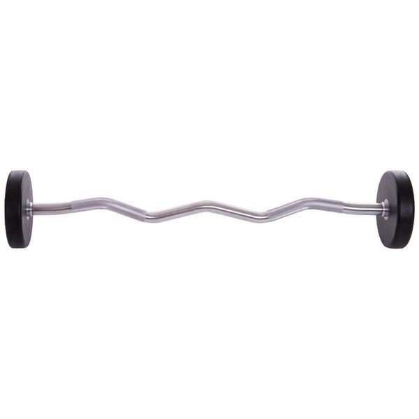 Штанга нерозбірна з фіксованою вагою вигнута поліуретанова Zelart Urethane Barbell TA-2690-20 довжина-104см 20кг чорний-салатовий TA-2690-20 фото