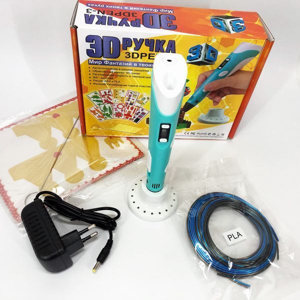 3D ручка Smart 3D Pen 2 c LCD дисплеем, Интересная ручка 3д для детей, Оригинальная. Цвет: голубой ws78385-1 фото