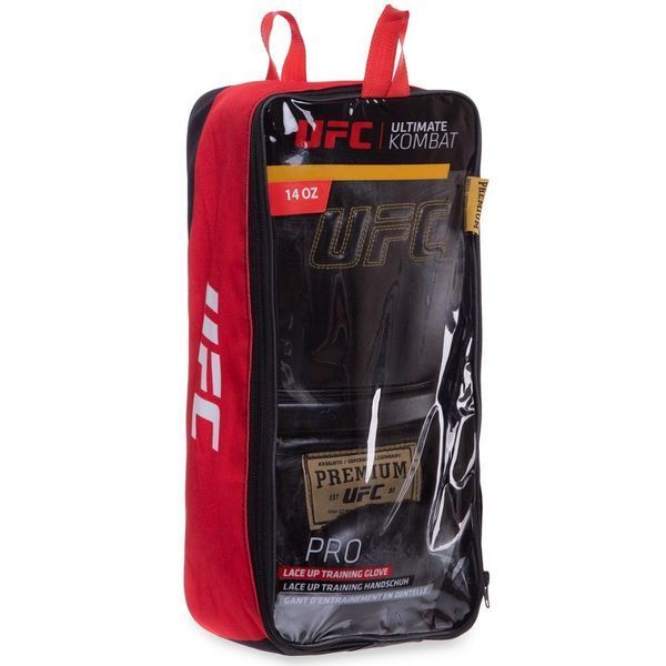 Перчатки боксерские на шнуровке кожаные UFC PRO Prem Lace Up UHK-75044 12унций черный UHK-75044 фото