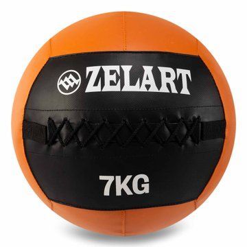 Мяч набивной медицинский для кроссфита WALL BALL Zelart FI-5168-7 7кг черный-оранжевый FI-5168-7 фото