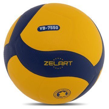 Мяч волейбольный ZELART VB-7550 №5 PU желтый-синий VB-7550 фото