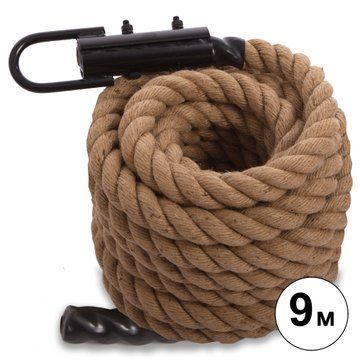 Канат для лазанья из сизаля с креплением COMBAT BATTLE ROPE Zelart FI-0909-9 9м коричневый FI-0909-9 фото