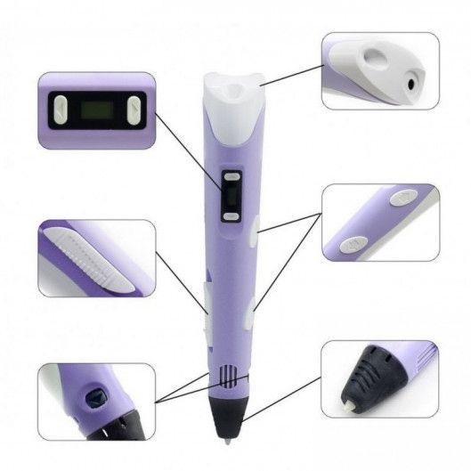3D ручка Smart 3D Pen 2 c LCD дисплеем, Ручка для объемного рисования, Детская 3д ручка. Цвет: фиолетовый ws78385-2 фото